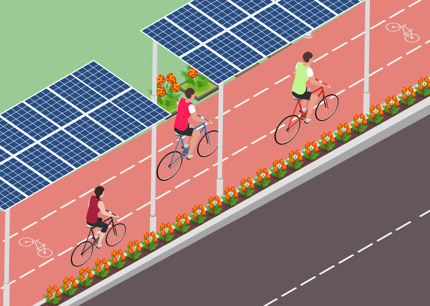 Solar roof cycling track